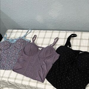 Stylish Women's Cami Tops - Purple, Black, and Blue 3 Piece Set